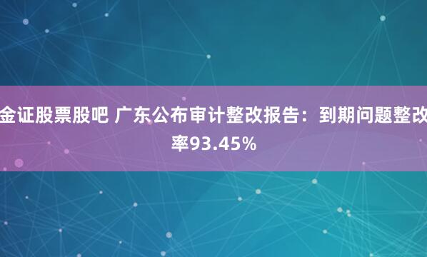 金证股票股吧 广东公布审计整改报告：到期问题整改率93.45%