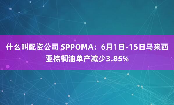 什么叫配资公司 SPPOMA：6月1日-15日马来西亚棕榈油单产减少3.85%