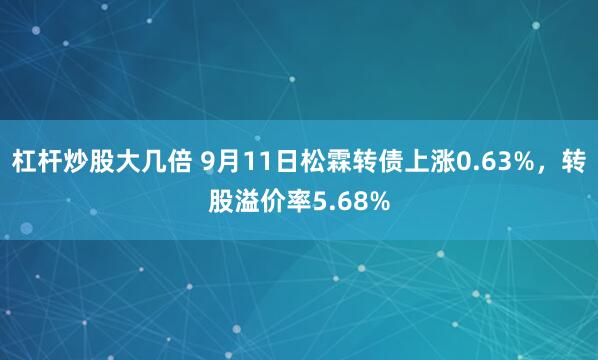 杠杆炒股大几倍 9月11日松霖转债上涨0.63%，转股溢价率5.68%