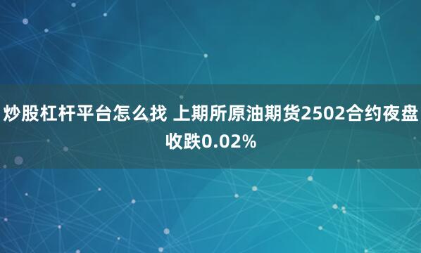 炒股杠杆平台怎么找 上期所原油期货2502合约夜盘收跌0.02%
